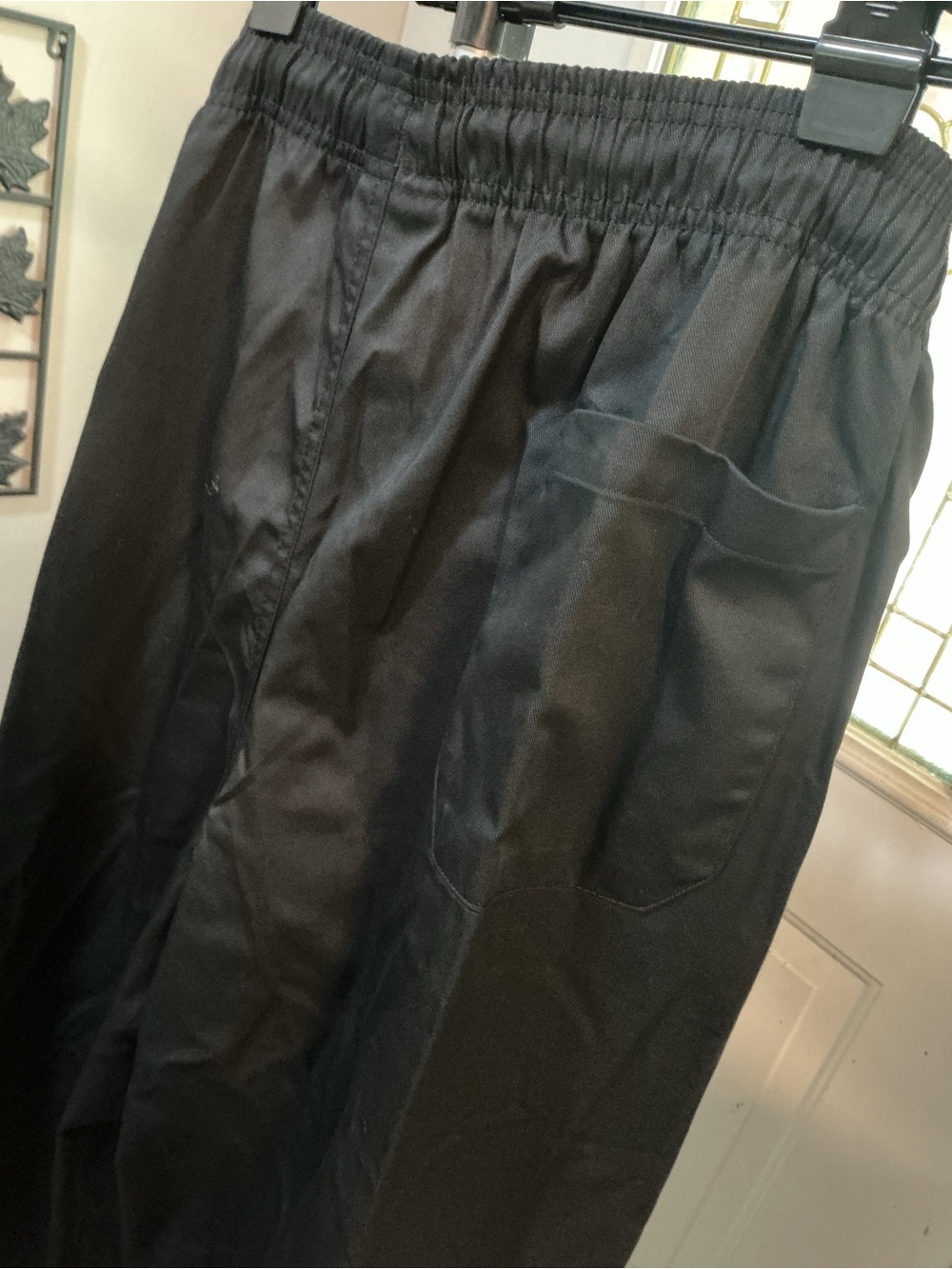 Men's Black Elastic-Waist Joggers with Side Patch Pocket